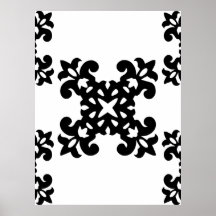 Her Vintage Girly Style Black & White Damask Girls Poster