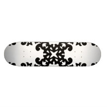 Her Vintage Girly Style Black & White Damask Girls Skate Board Deck