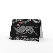 Heraldic Dragon (Silver) - Greeting Card