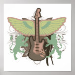 heraldic guitar vector design posters