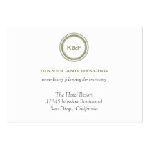 Herb green initials wedding reception enclosure business card template