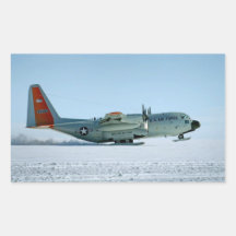 Hercules Aircraft Equipped with Snow Skis Rectangular Sticker