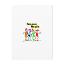 Here come the girls postcard