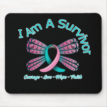 Hereditary Breast Cancer Butterfly I Am A Survivor Mousepads
