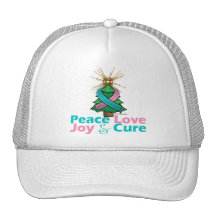 Hereditary Breast Cancer Peace Love Joy Cure Hats