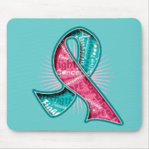 Hereditary Breast Cancer Slogan Watermark Ribbon Mouse Pads
