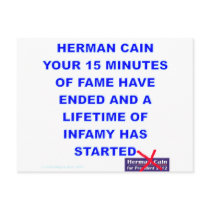 Herman Cain 15 Minutes of Fame is Over Postcards