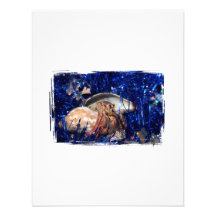 Hermit Crab Christmas Design Against Blue Tinsel Personalised Invites