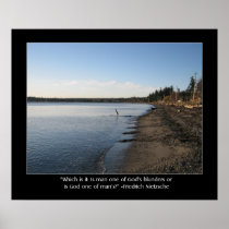 Heron with Nietzsche Quote Poster