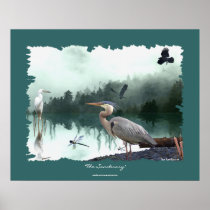 Herons, Egret, Crows, Dragonflies, Wilderness Art Posters