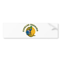 Herring fish suit drinking beer bottle bumper sticker