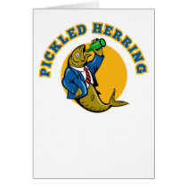Herring fish suit drinking beer bottle cards
