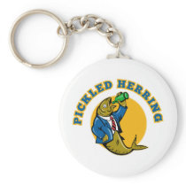 Herring fish suit drinking beer bottle keychains