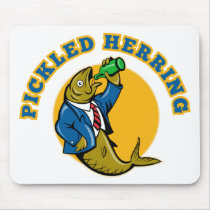 Herring fish suit drinking beer bottle mousepad