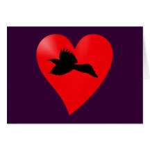 Herz Rabe heart raven Grußkarte