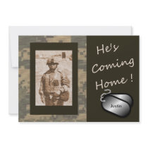 He's Coming Home! Welcome Home Party Custom Announcements
