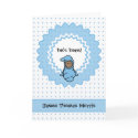"he's here!" Baby Boy Birth Announcement cards