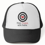 Hey Cupid Aim Here Funny Valentine Mesh Hat