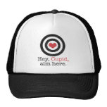 Hey Cupid Aim Here Funny Valentine Mesh Hat