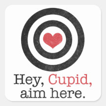 Hey Cupid Aim Here Funny Valentine Stickers
