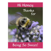 Hi Honey Thanks for Being So Sweet: Postcard