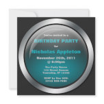 Hi-Tech Sphere Blue Birthday Party Invitations