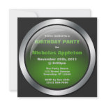 Hi-Tech Sphere Green Birthday Party Invitations