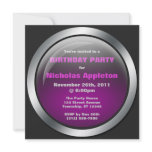 Hi-Tech Sphere Purple Birthday Party Invitations