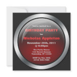Hi-Tech Sphere Red Birthday Party Invitations