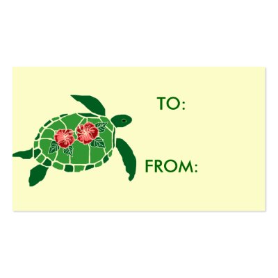 Hibiscus flower sea turtle gift tag business cards by marcya7