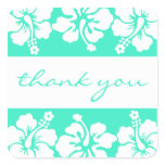 Hibiscus Flowers Thank You Label (Sea Green) stickers