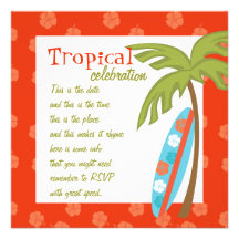 Hibiscus Surfboard Invitations