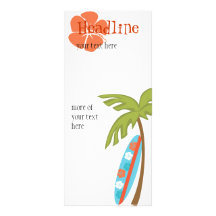 Hibiscus Surfboard Personalized Rack Card