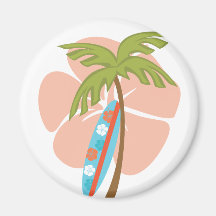 Hibiscus Surfboard Refrigerator Magnet
