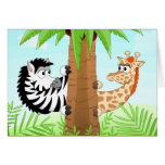 Hiding zebra and giraffe greeting card