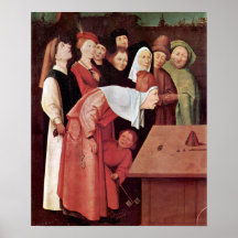 Hieronymus Bosch-The magician, detail Posters