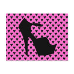 HIGH HEEL - PUMP IT UP SASSY PINK HEARTS postcards