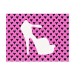 HIGH HEEL - PUMP IT UP SASSY PINK HEARTS postcards