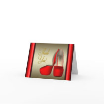 High Heel Shoes Black Red Gold Thank You Greeting Card