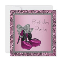 High Heel Shoes Hot Pink Black Birthday Party