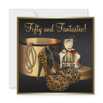 High Heel Shoes Leopard Gold Womans 50th Birthday