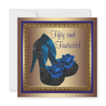 High Heel Shoes Royal Blue Gold 50th Birthday Part invitations