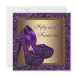 High Heel Shoes Womans Purple 50th Birthday Party invitations