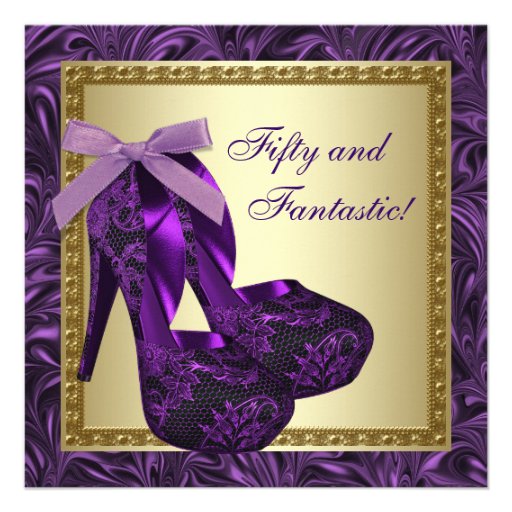 High Heel Shoes Womans Purple 50th Birthday Party 13 Cm X 13 Cm Square ...