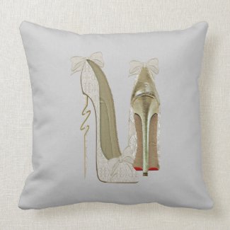 High Heels Lace and Bows Stiletto Shoes Art Pillow