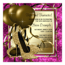 High Heels Womans Hot Pink Brithday Party Announcements
