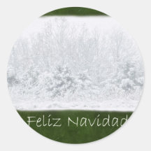 High-key Snowy Trees - Feliz Navidad Round Stickers