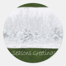 High-key Snowy Trees - Seasons Greetings Round Sticker