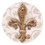 HIGH LIFE Charm School pink scroll fleur de lis St Round Sticker