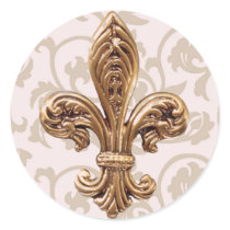 HIGH LIFE Charm School pink scroll fleur de lis St Round Sticker
